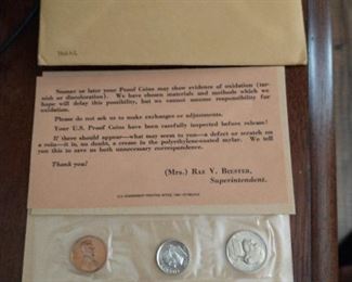12 sets proof coins dated from 1958 to 1963. Six are unopened in the original sealed envelopes . Three dates 1958, one dated 1961, and two dated 1963.