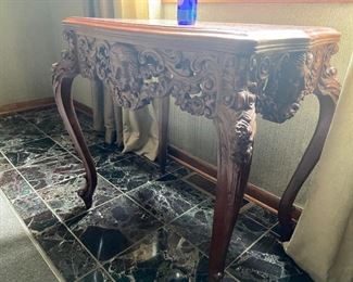 Antique hand carved entry table 