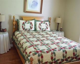 Oak Queen Bed and Nice Clean Mattress Set