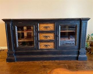 Entertainment center: 5'7" W x 2'3" D x 3' H