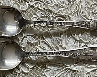 (2) Watson Sterling Silver Souvenir Spoons Early 1900'S Catalina Island & Chicago Ill Institute Of Art 30 Grms