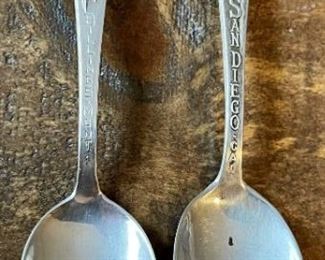 (2) Early 1900'S Sterling Silver Hallmarked Souvenir Spoons San Diego CA & Billings Montana 31.8 Grams
