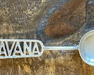Antique Sterling Silver Havana Cut Spoon With Palm Tree Weighs 8.6 Grams 