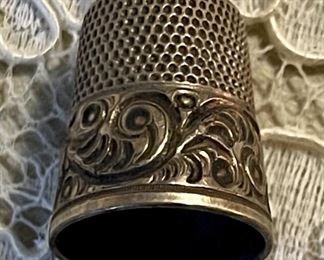 Antique Late 1800s KMD Sterling Silver Repousse Thimble 5.8 Grams 