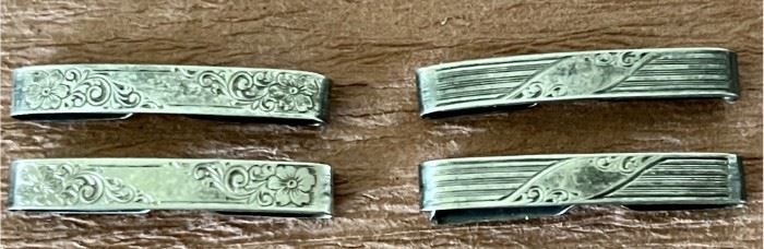 (4) Darling Antique Edwardian Sterling Silver Etched Lingerie Clips 