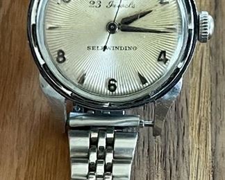 Vintage 1950'S Men's Bulova 23 Jewels Self Winding Wrist Watch With Stainless Steel Link Band 