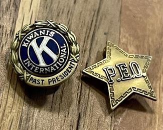 (2) 14K Gold Pins, One 40 Year Pin And One Kiwanis Past President Pin 3.2 Grams 