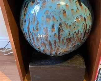 Large Mid century ceramic ball on stand