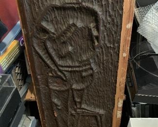 Brutalist style carved wall hanging