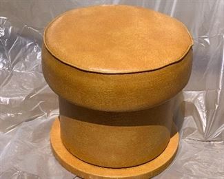 Vintage mid century ottoman sewing stool with pho-furry inner bench