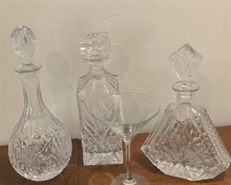 Wine, whiskey and cordial glass crystal decanters (no chips!)