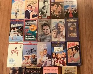 Collection of vintage Hollywood films on VHS