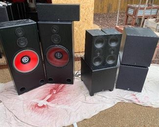 Tower speakers, main speakers, center speakers, subs, by Formula, MTX, BIC