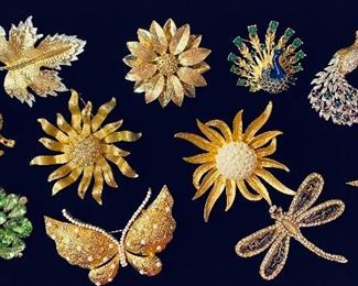 Beautiful costume brooches, Hattie Carnegie, Hobe