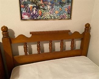 Solid wood twin bed headboard and footboard