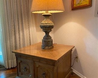 Gorgeous mid century pair of lamps, and pair of end tables. Great condition. Lamps are heavy very well made