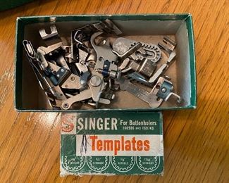 Singer sewing attachments and button hole templates