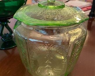 Depression glass cookie/ biscuit jar