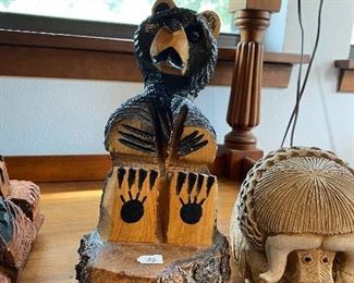 Chainsaw carved bears