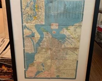Framed Phillips 66 Street Map of Tacoma