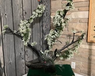 Folk art tree.  This item was hand made and has drilled holes to change the floral to match the season.  Very cleaver vintage piece