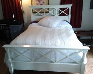White Queen Bed with new mattress and box spring matching nightstand