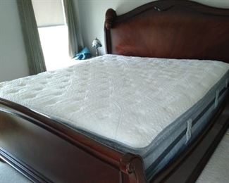 King Sleigh bed with mattress and box spring 