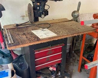 Craftsman 12" Radial Saw - Model 113.23301 - Includes Cabinet, Roller Base & Blades