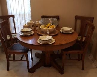 Tiger oak table and chairs