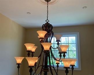 Great Chandler - with matching wall sconces/homeowners will take it down for you
