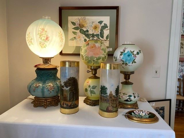 Beautiful Gone with the wind lamps, painted shdes, artwork