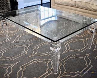 Lucite table with glass top