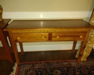 2 side-by-side drawer wooden table
