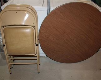 CARD TABLE, FOLDING CHAIRS