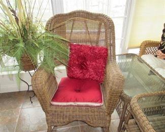 Wicker rocker with two matching tables (sold as a set)