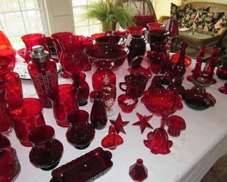 Ruby red and other red glass-  Many pieces available!