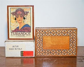 Musical Turandot box and carved box