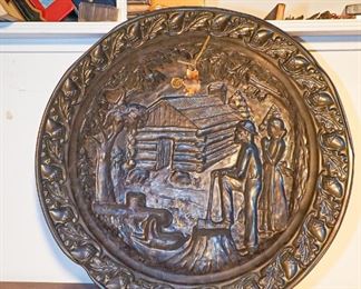 Abraham Lincoln log cabin copper plate