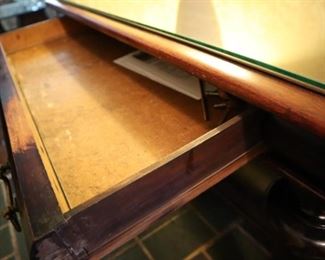 Antique Glasstop Table. 42" W x 27 1/2" D x 28" H.