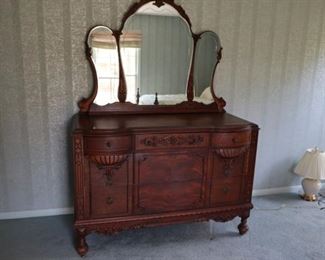 51" W x 23" D x 35" H. Part of bedroom set.