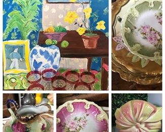 Antique hand painted china and porcelain 
