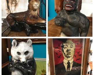 Huge panda for sale. Alfred Hitchcock too. Gorilla and Jaguar. 