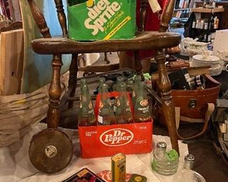 Vintage Dr. Pepper and Sprite bottles and cases 