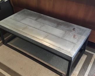 Restoration Hardware Industrial style metal top coffee table