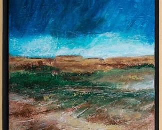 Maria S. Martin Following the Santa Fe Trail From Raton to Lamy, New Mexico on the Amtrak Southwest Chief Arcylic on Canvas