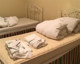 2 BEAUTIFUL Twin beds and mattress sets! All custom made spreads and sheets!
