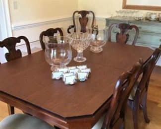 Beautiful Maitland Smith Dinning table that measures 77” long by 44” wide with (2) extensions and custom pads.