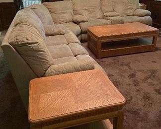 Huge Microfibre Sectional with 2 Recliners & a (Sleeper Sofa never used)