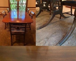 Over 80 Years Old Antique Dining Table with 3 Storable Leaves & 6 Chairs’s, Folds Down to a Drop Leaf Size
