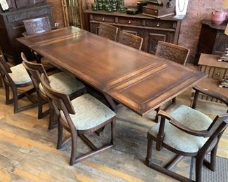 ANTIQUE TABLE AND CHAIRS
